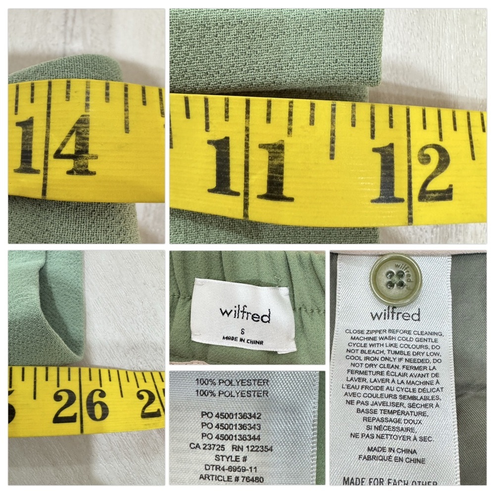 Aritzia Wilfred Allant Cropped Pants Trouser Green Women's Small Crepe Polyester - Picture 7 of 10